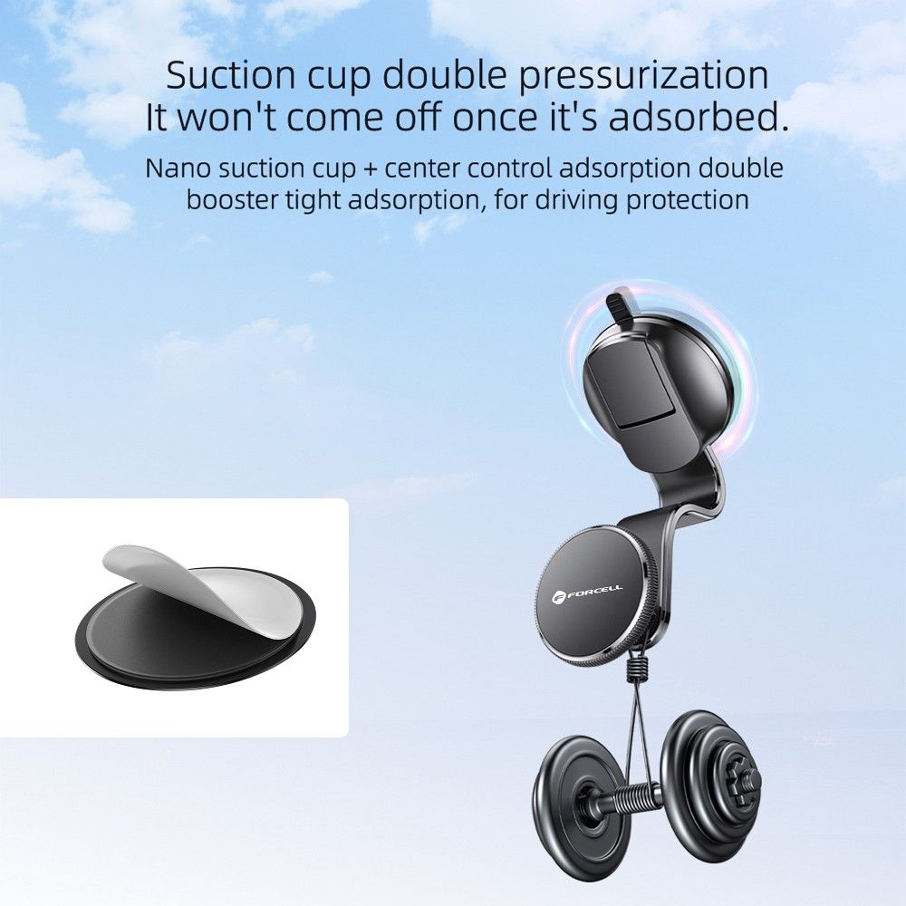 FORCELL F-GRIP MagFlex magnetic car holder for windshield / dashboard compatible with MagSafe black