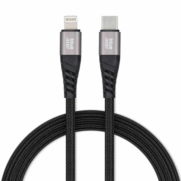 BLUE STAR braided cable 2,4A Type C to Lightning TFK-DC-003 1,2 m black