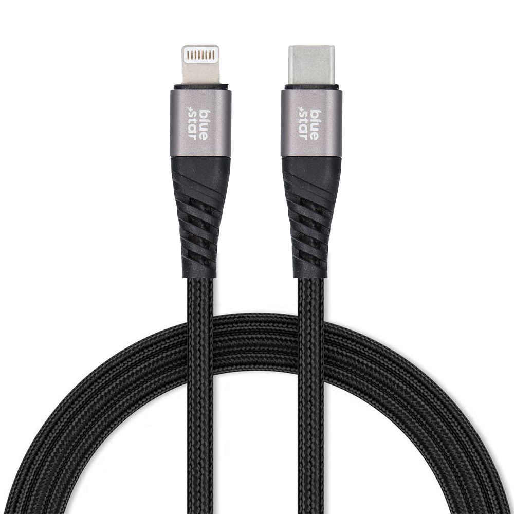 BLUE STAR braided cable 2,4A Type C to Lightning TFK-DC-003 1,2 m black