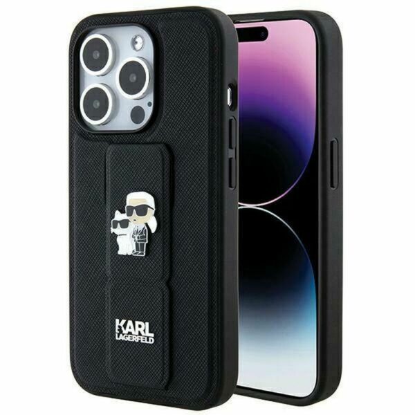 KARL LAGERFELD case for IPHONE 14 Pro Max KLHCP14XGSAKCPK (Gripstand Saffiano KC PIN) black