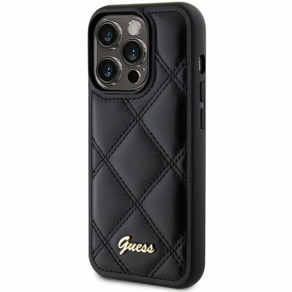 GUESS case for IPHONE 15 Pro GUHCP15LPSQSQSK (Quilted Metal Logo) black