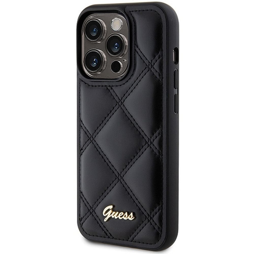 GUESS case for IPHONE 15 Pro GUHCP15LPSQSQSK (Quilted Metal Logo) black