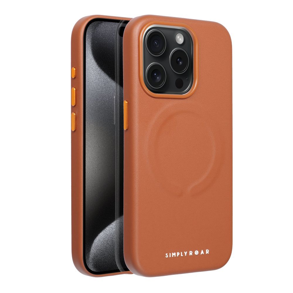 ROAR case LEATHER MAG compatible with MagSafe for IPHONE 15 Pro Brown