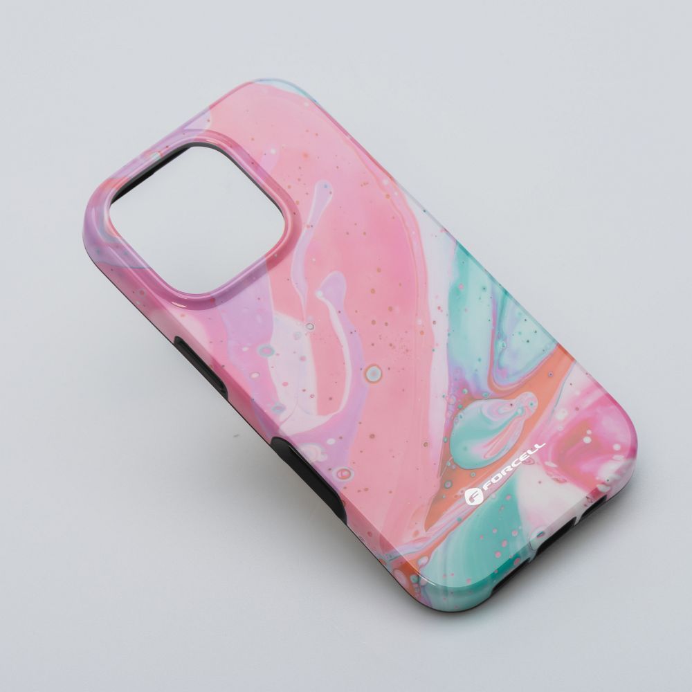 FORCELL F-PROTECT Mirage, Military Drop-Tested case compatible with MagSafe for IPHONE 15 PRO pink marble