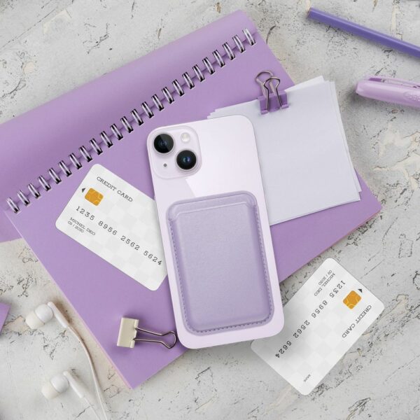 LEATHER MAG WALLET compatible with MagSafe lilac
