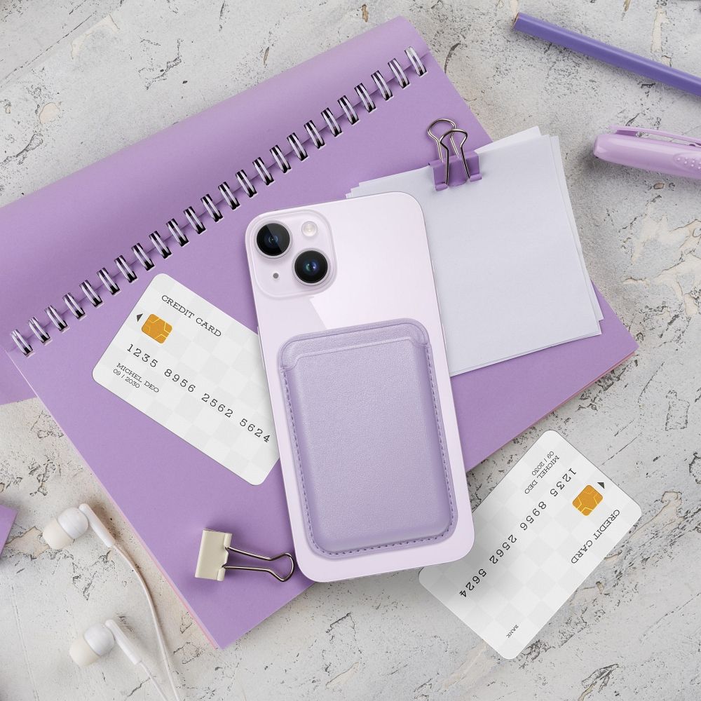 LEATHER MAG WALLET compatible with MagSafe lilac
