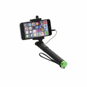 Selfie stick with remote control in handle (cable Jack 3,5 mm) green