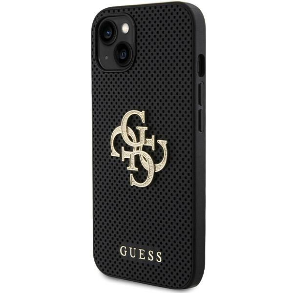 GUESS case for IPHONE 13 / 14 / 15 GUHCP15SPSP4LGK (Leather Perforated 4G Glitter Logo) black
