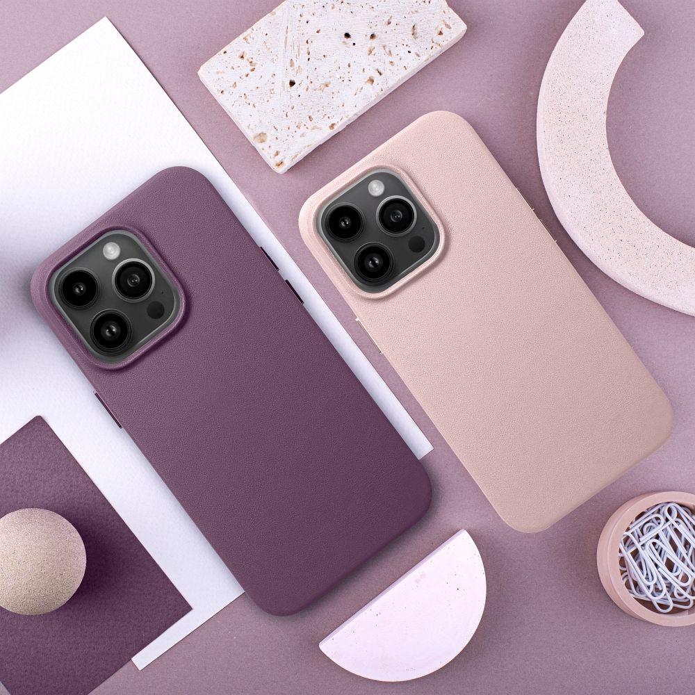 Case LEATHER MAG COVER compatible with MagSafe do IPHONE 16 Plus sand pink