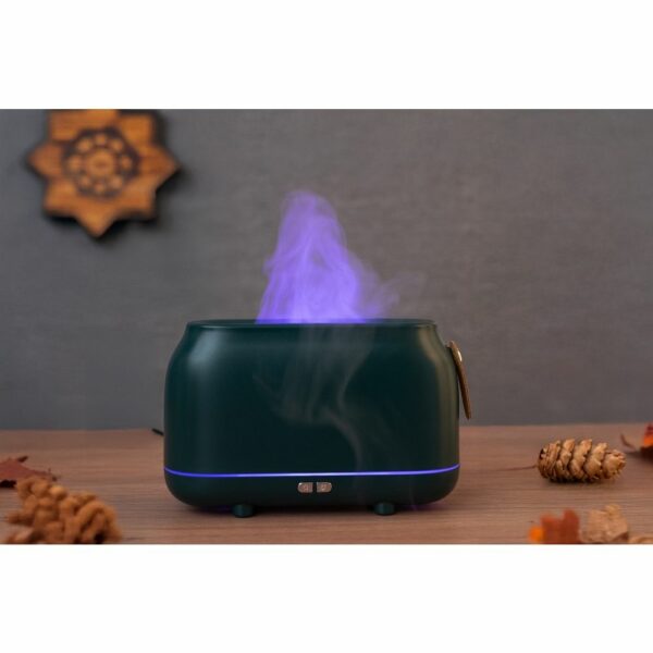Colorful flame aromatherapy machine / humidifier / diffuser Art Deco model HZ005 dark green