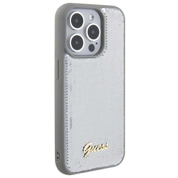 GUESS case for IPHONE 15 Pro GUHCP15LPSFDGSS (Sequin Script Metal) silver
