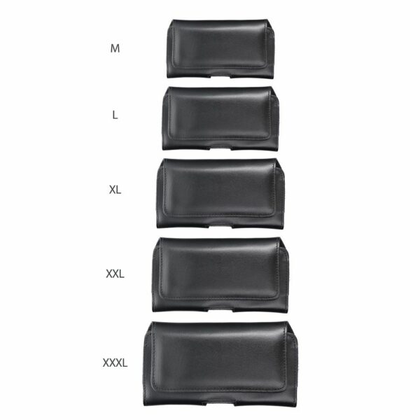 ROYAL universal horizontal leather belt holster size M for IPHONE 12 MINI / 13 MINI / SAMSUNG A40 / S8 / XIAOMI 12 / Redmi 5A black