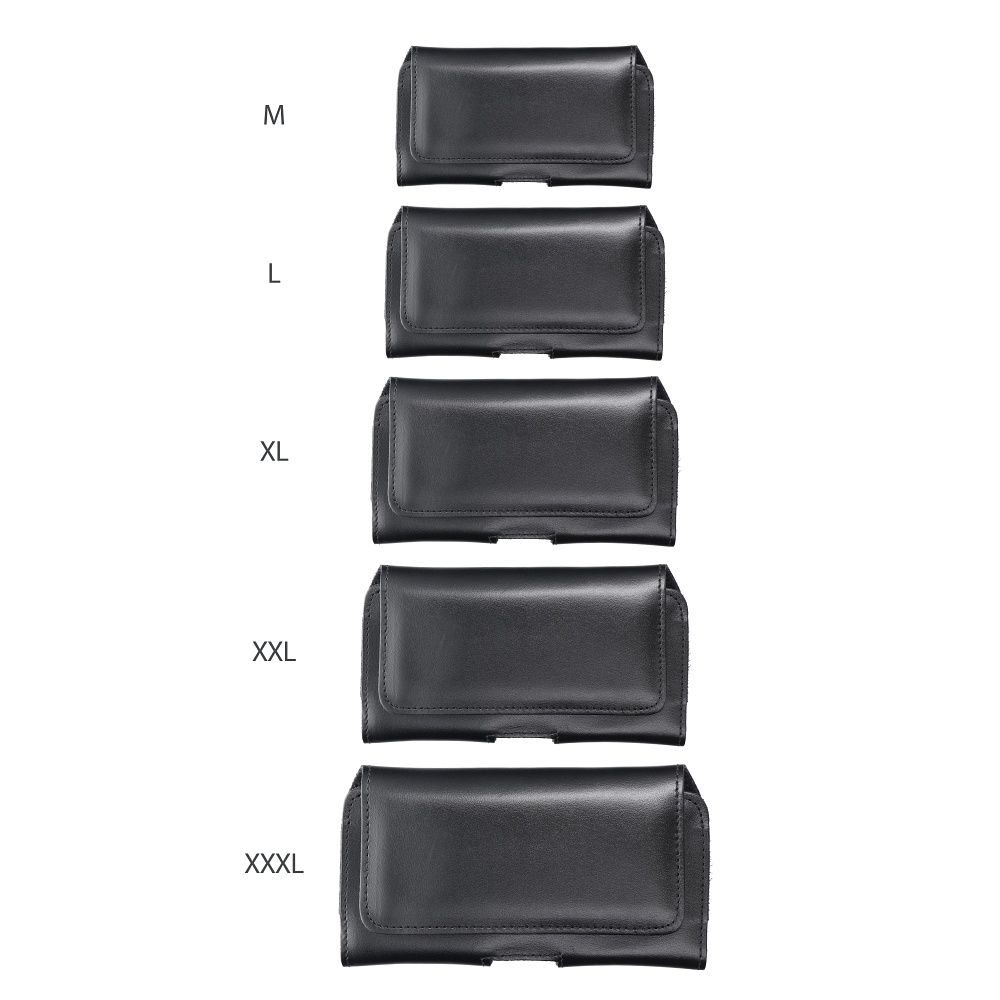 ROYAL universal horizontal leather belt holster size M for IPHONE 12 MINI / 13 MINI / SAMSUNG A40 / S8 / XIAOMI 12 / Redmi 5A black