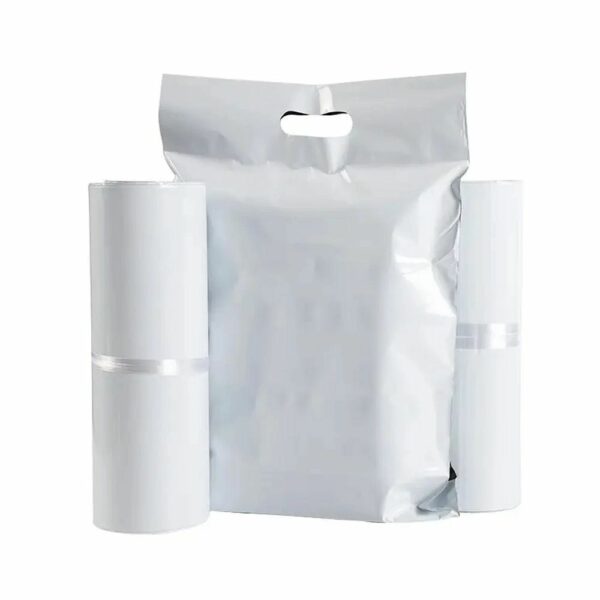 Courier foil bags with handle 400 x 500 mm + 70 mm handle RC091 50 pcs white