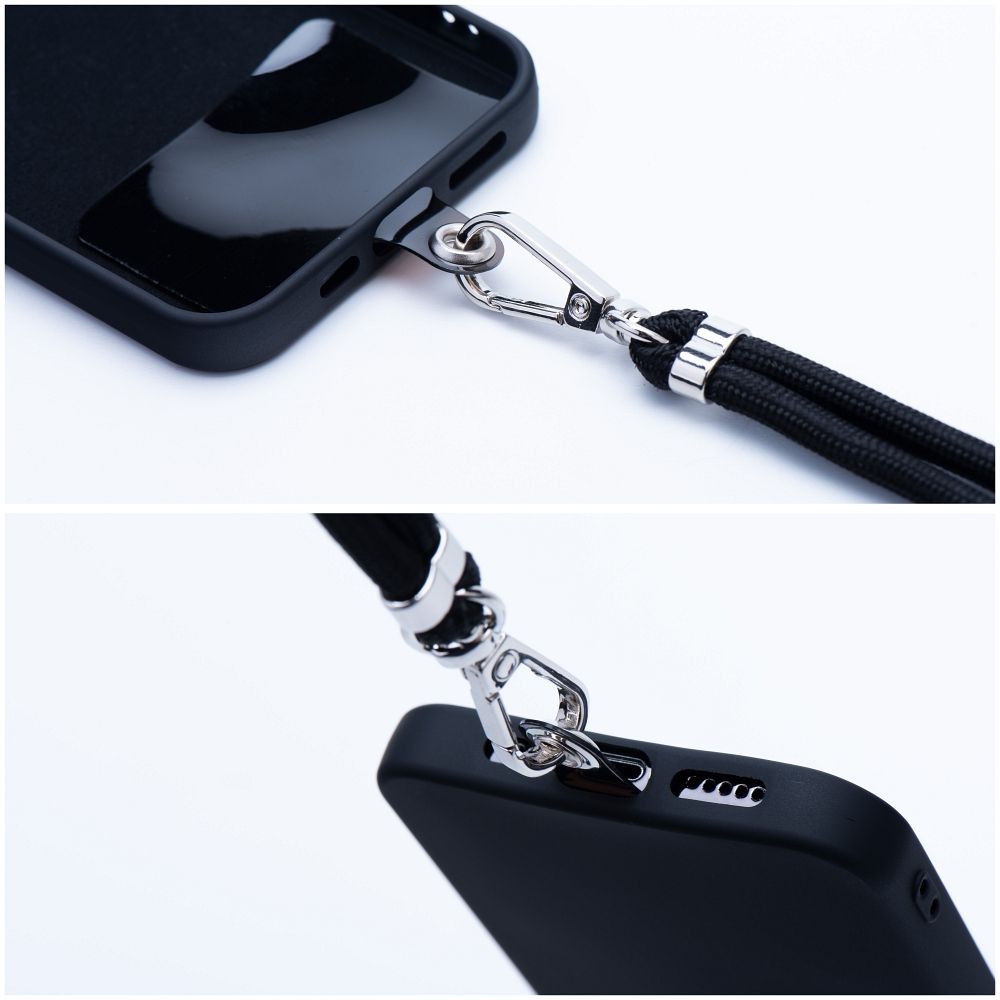 SWING (6mm) pendant for the phone with adjustable length / cord length 165cm (max 82.5cm in the loop) / on the shoulder or neck - black