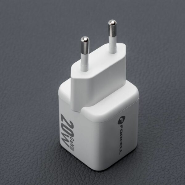 FORCELL F-ENERGY Mini GaN III VT-35A travel charger with 1 x Type C + 1x USB A sockets, PD QC4.0 20W white