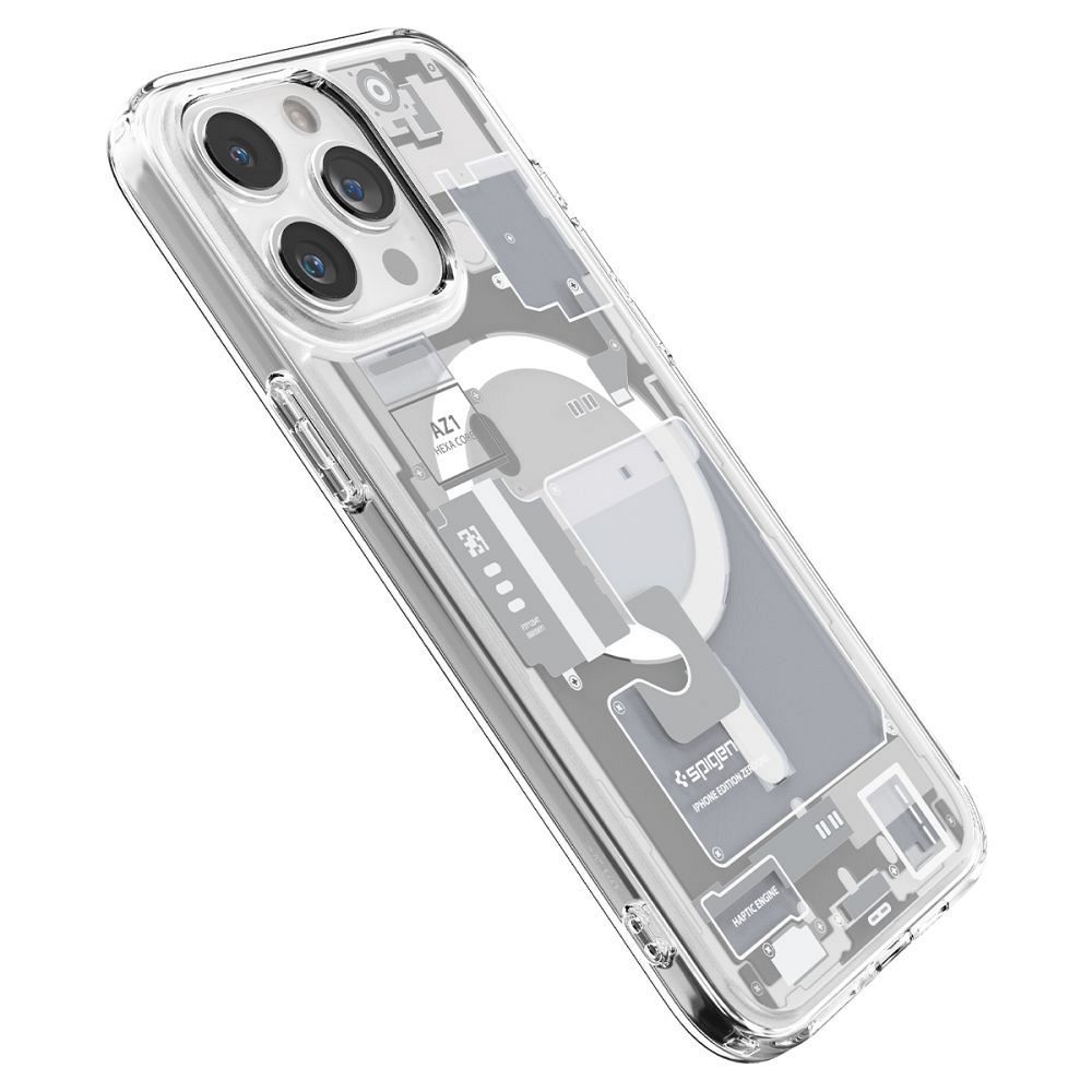 SPIGEN case ULTRA HYBRID MAG compatible with MagSafe for IPHONE 15 Pro zero one white