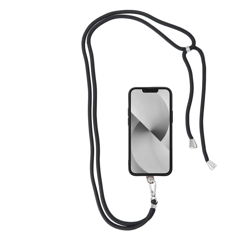 SWING (6mm) pendant for the phone with adjustable length / cord length 165cm (max 82.5cm in the loop) / on the shoulder or neck - black