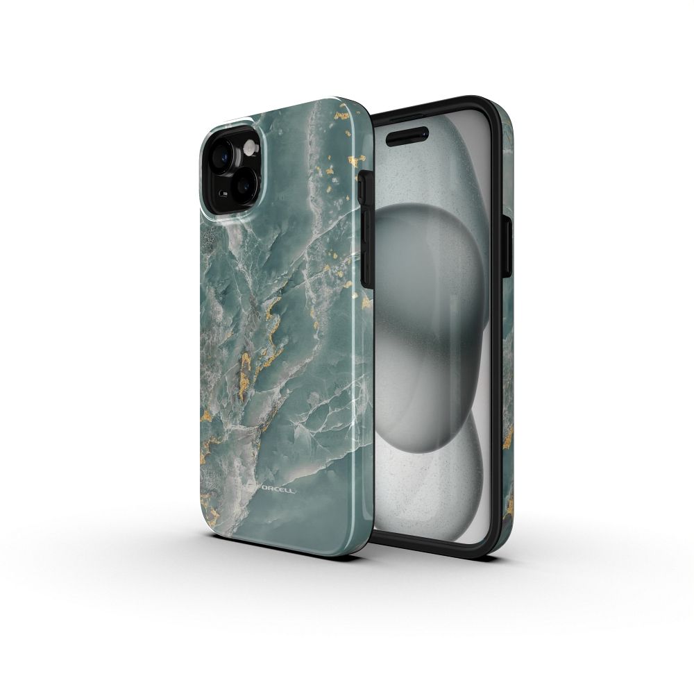 FORCELL F-PROTECT Mirage, Military Drop-Tested case compatible with MagSafe for IPHONE 16 PLUS green marble