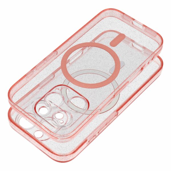 CLEAR MAG COVER case compatible with MagSafe for SAMSUNG S25 Ultra pink glitter