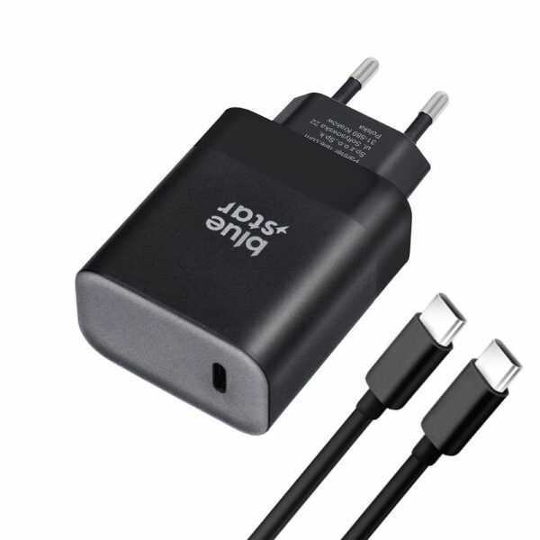 BLUE STAR travel charger Type C + cable Type C to Type C PD QC4.0 3A 45W TFB-TC-45WPD black