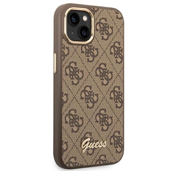GUESS case for IPHONE 13 / 14 / 15 GUHCP14SHG4SHW (4G Vintage Gold Logo) brown