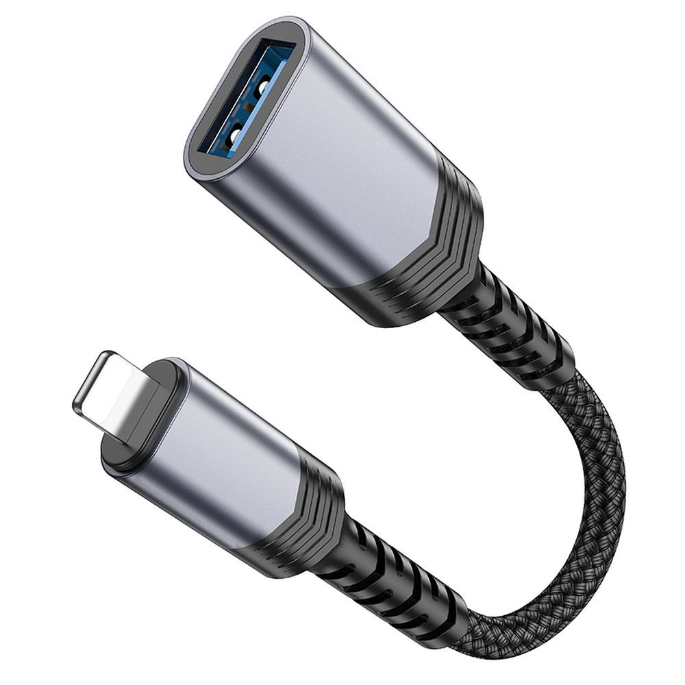 HOCO adapter iPhone Lightning 8-pin (male) to USB (female) 3.0 UA24 black