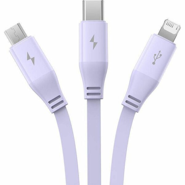 BASEUS retractable cable 3in1 USB A to Micro USB / Lightning / Type C CB000063 1,1 m purple