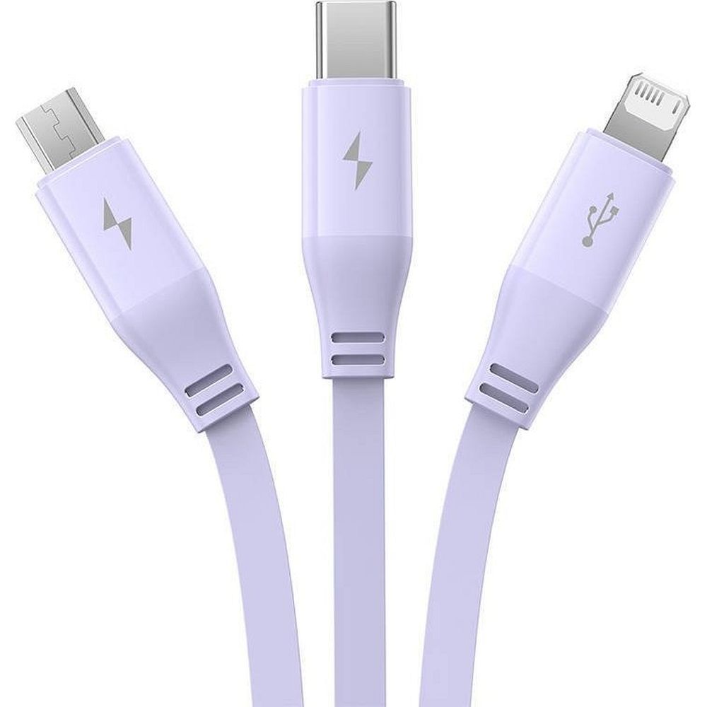 BASEUS retractable cable 3in1 USB A to Micro USB / Lightning / Type C CB000063 1,1 m purple