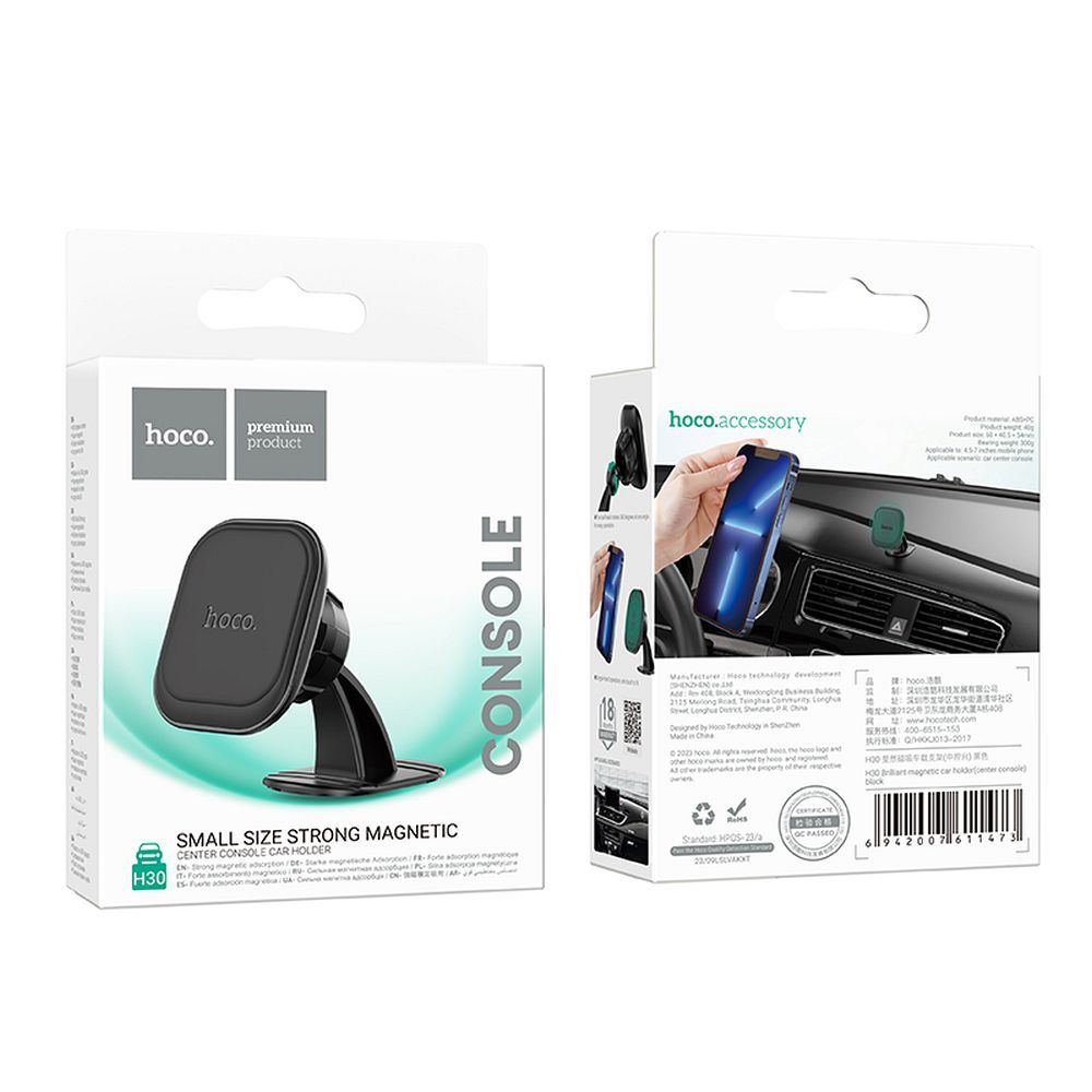 HOCO car holder for phone to center console magnetic H30 black