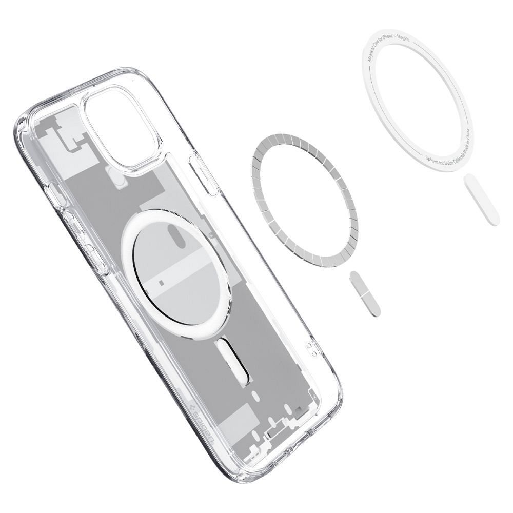 SPIGEN case ULTRA HYBRID MAG compatible with MagSafe for IPHONE 15 zero one white