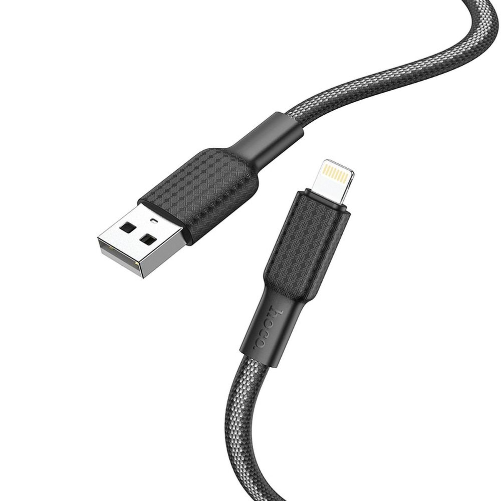 17c654fbbbd0c703516e75bb5975b8eb HOCO cable USB A to Lightning 2,4A X69 1 m black white