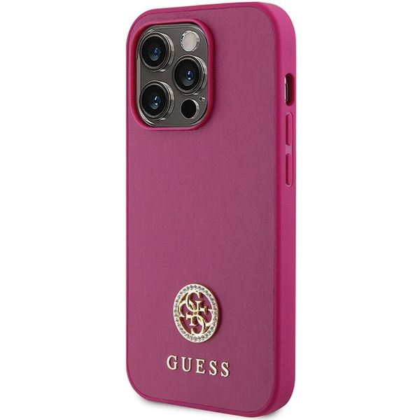 GUESS case for IPHONE 15 Pro GUHCP15LPS4DGPP (Strass Metal Logo) pink