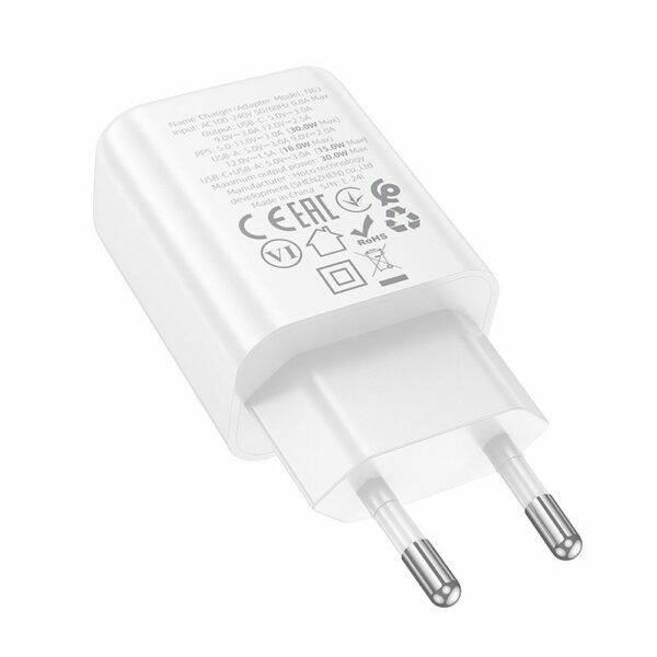 HOCO wall charger USB A + Type C PD QC3.0 3A 30W N63 white