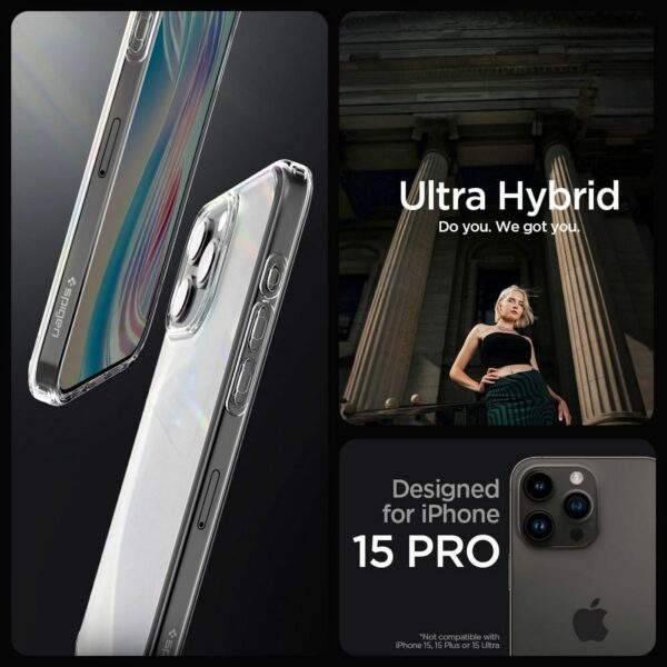 SPIGEN case ULTRA HYBRID for IPHONE 15 Pro frost clear
