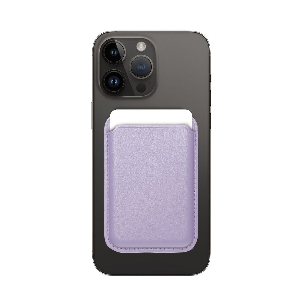 LEATHER MAG WALLET compatible with MagSafe lilac