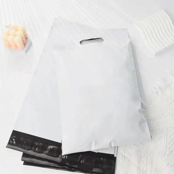 Courier foil bags with handle 400 x 500 mm + 70 mm handle RC091 50 pcs white