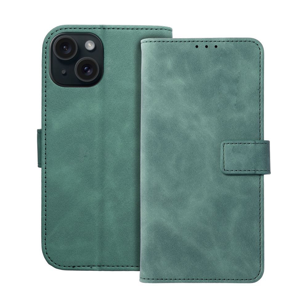 1a126c018c99cf43ce846a4e06d583e3 TENDER Book Case for IPHONE 15 green