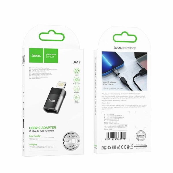 HOCO adaptor from Type C (female) to Lightning 8-pin UA17 black