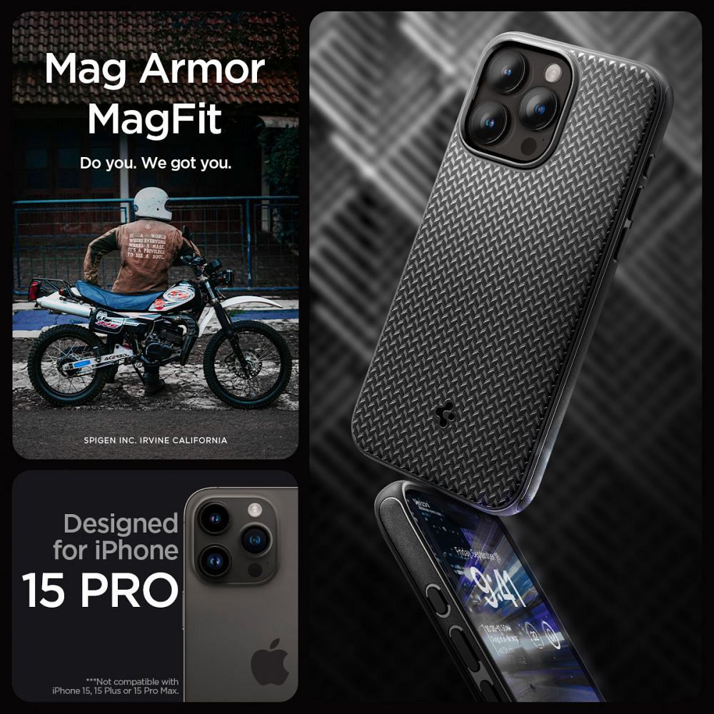 SPIGEN case MAG ARMOR compatible with MagSafe for IPHONE 15 Pro matte black