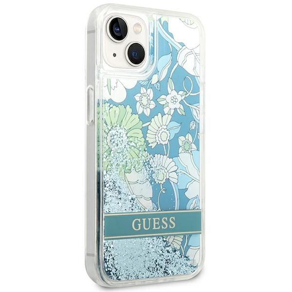 GUESS case for IPHONE 13 / 14 / 15 GUHCP14SLFLSN (Flower Liquid Glitter) green