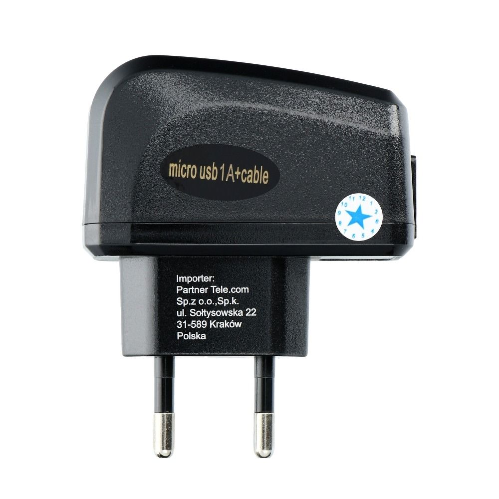 1b8ab347ed76385ed6d3982d523b07ee BLUE STAR LITE travel charger 1A 5W USB A + cable USB A to Micro USB TFK-TC-1095B black
