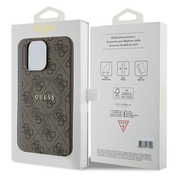 GUESS case for IPHONE 13 Pro Max compatible with MagSafe GUHMP13XG4GFRW (4G Ring classic logo) brown