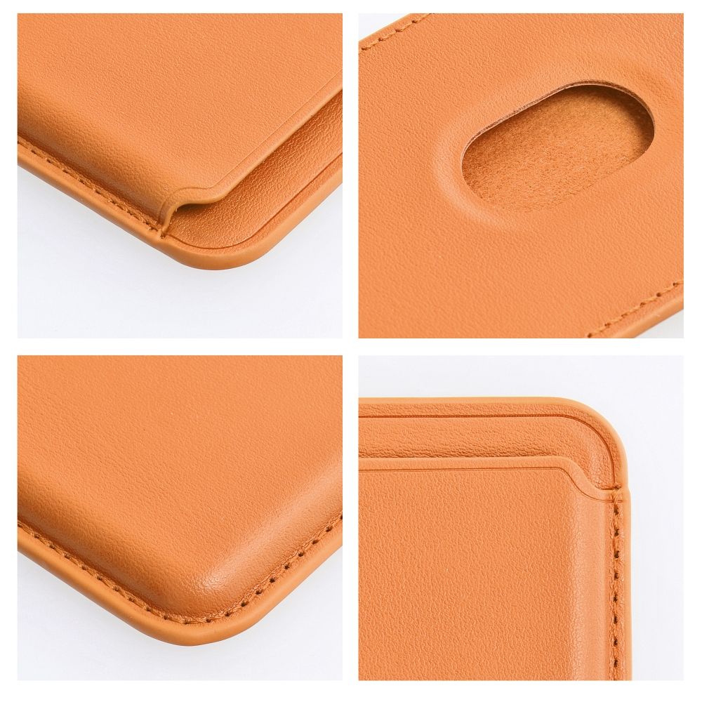 LEATHER MAG WALLET compatible with MagSafe orange