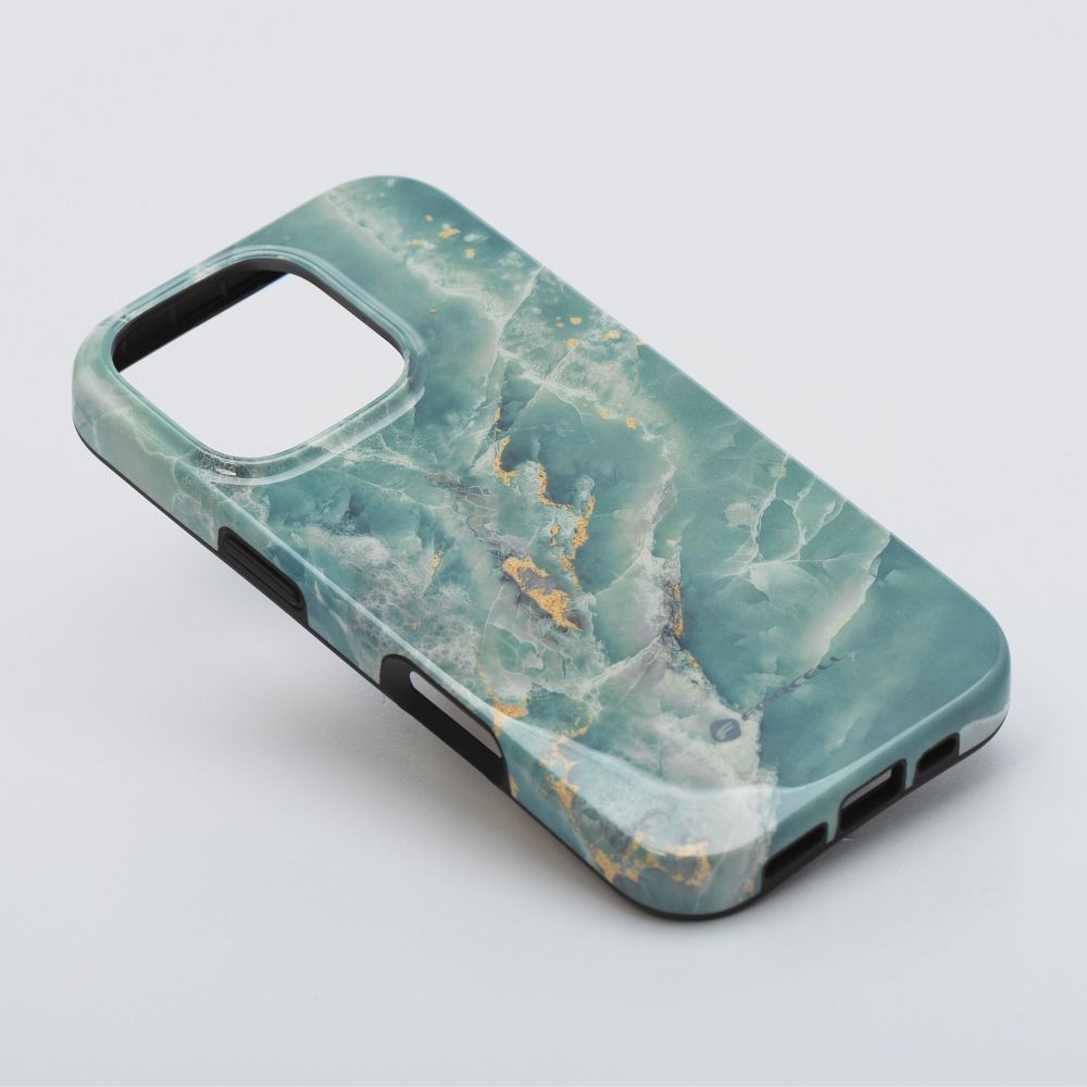 FORCELL F-PROTECT Mirage, Military Drop-Tested case compatible with MagSafe for IPHONE 15 green marble