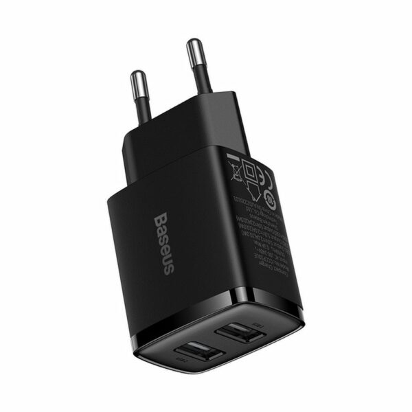 BASEUS wall charger 2 x USB A 2,1A 10,5W CCXJ010201 black