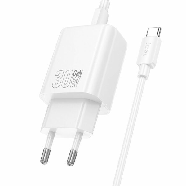 HOCO wall charger USB A + Type C + cable Type C to Type C PD QC3.0 3A 30W N63 white