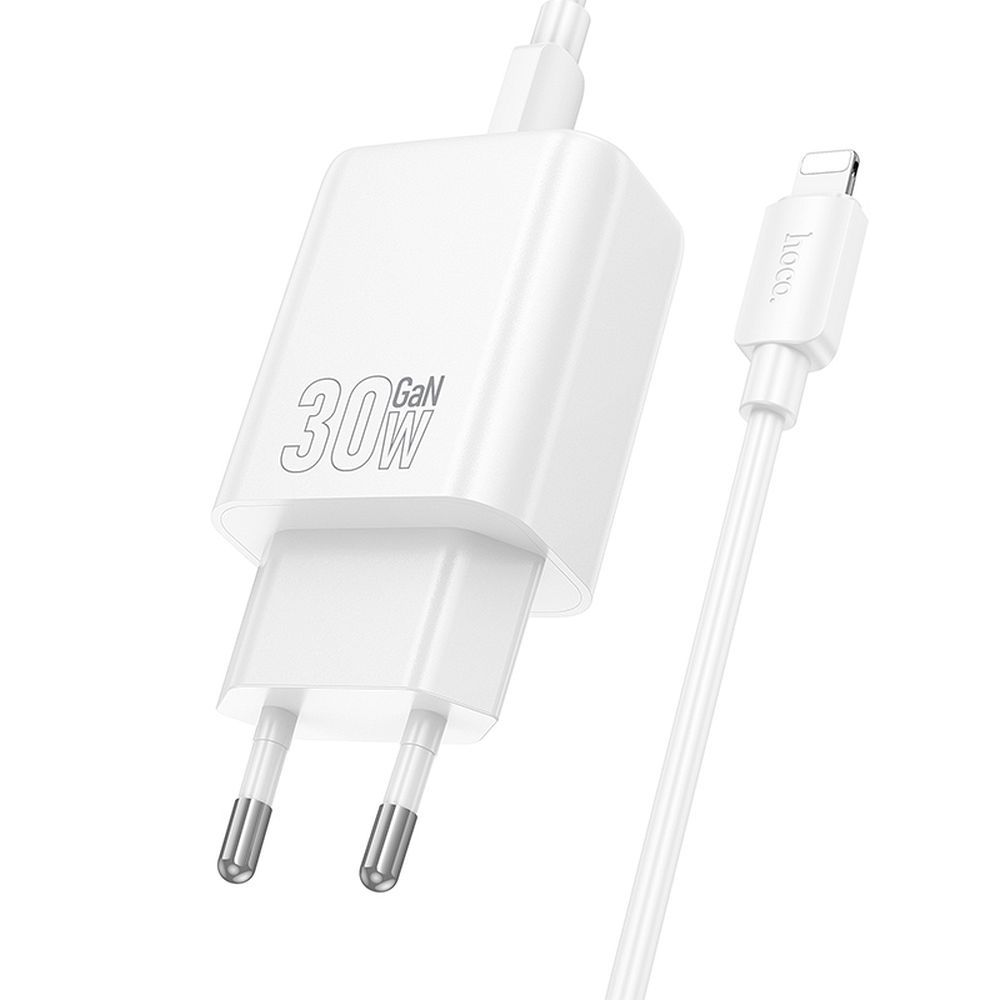HOCO wall charger USB A + Type C + cable Type C to Lightning PD QC3.0 3A 30W N63 white