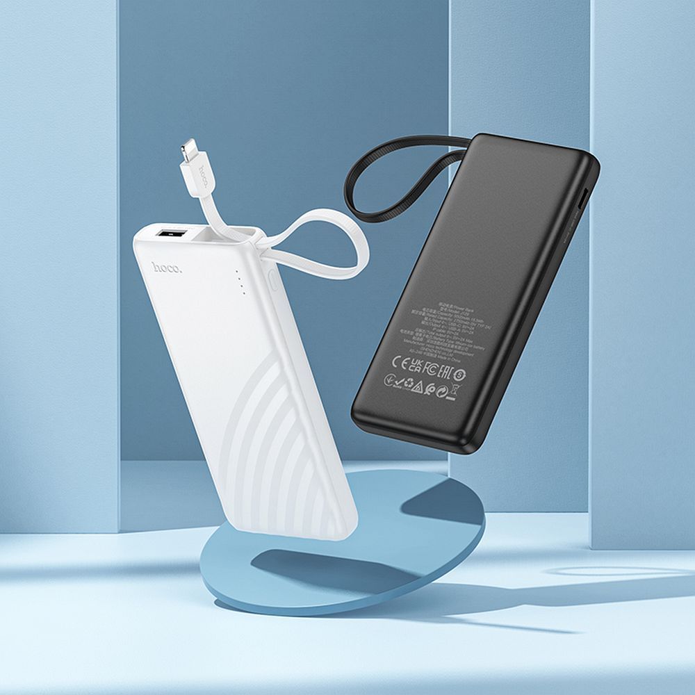 HOCO powerbank 5000 mAh with built-in cable Lightning 2A J129 white