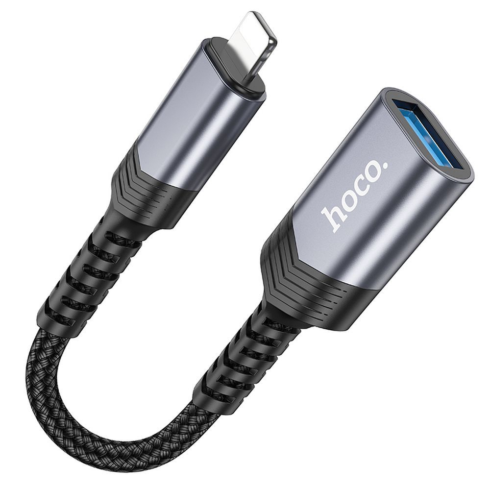 HOCO adapter iPhone Lightning 8-pin (male) to USB (female) 3.0 UA24 black